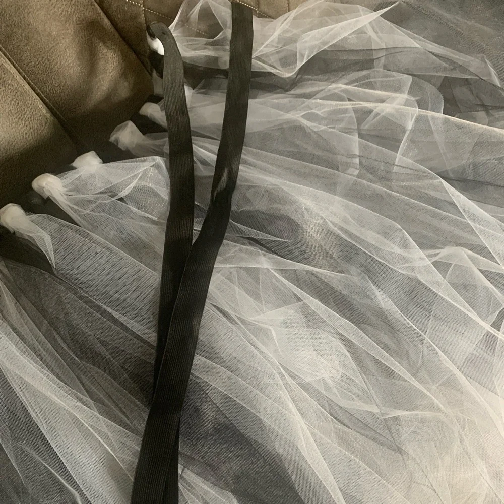 Handmade Tulle Table Skirt, Black and White
